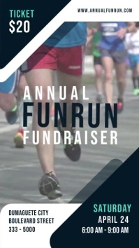 marathon poster, non profit videos, fundraiser banner, volun Digital Display (9:16) template