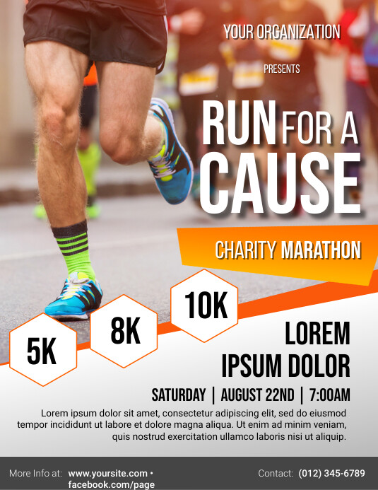 Marathon Fundraiser Example Marathon Run For a Cause Flyer Template | PosterMyWall