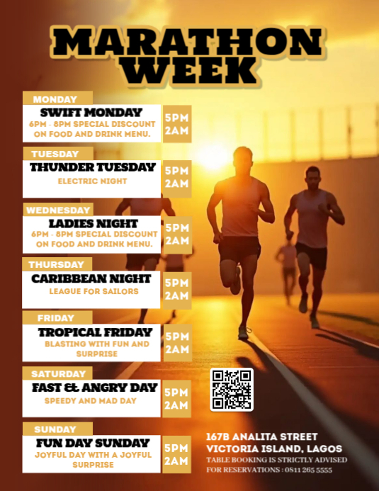 Marathon Week Event Schedule Template Iflaya (Incwadi ye-US)