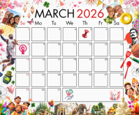 March 2026 Calendar Template Medium Rectangle