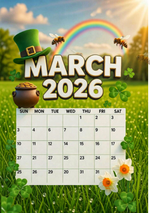 March Calendar A4 Template | PosterMyWall