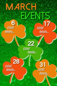 March Calendar of Events Poster template