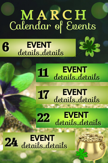 March Calendar of Events Template | PosterMyWall