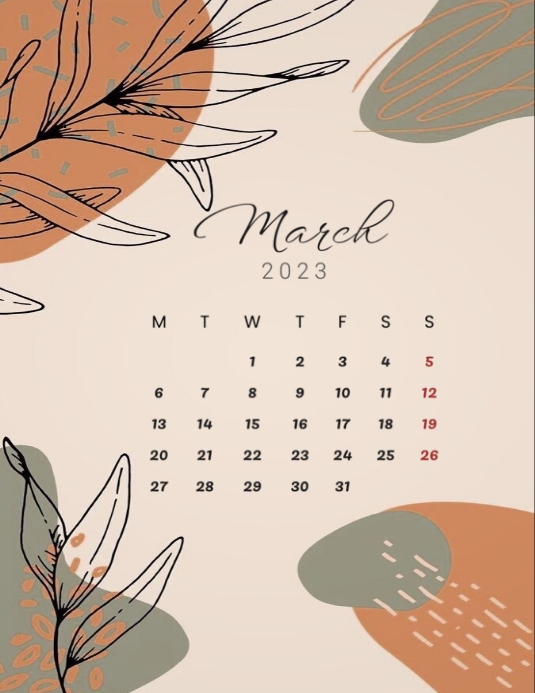 March Calender Template PosterMyWall