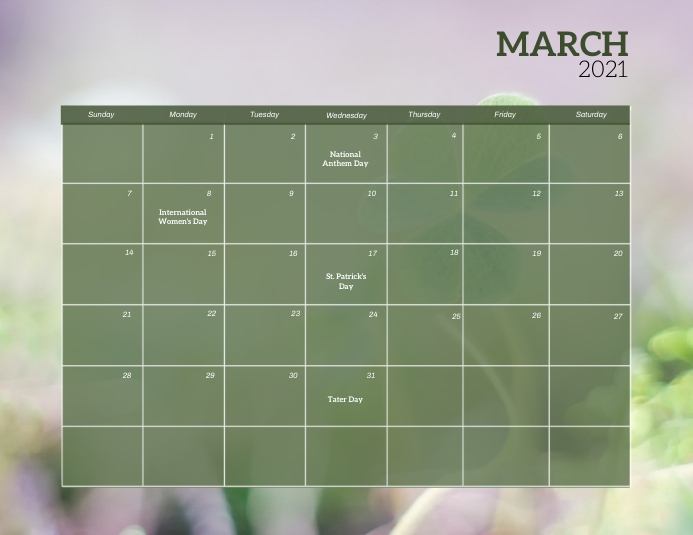 Copy of march Event Calendar template PosterMyWall
