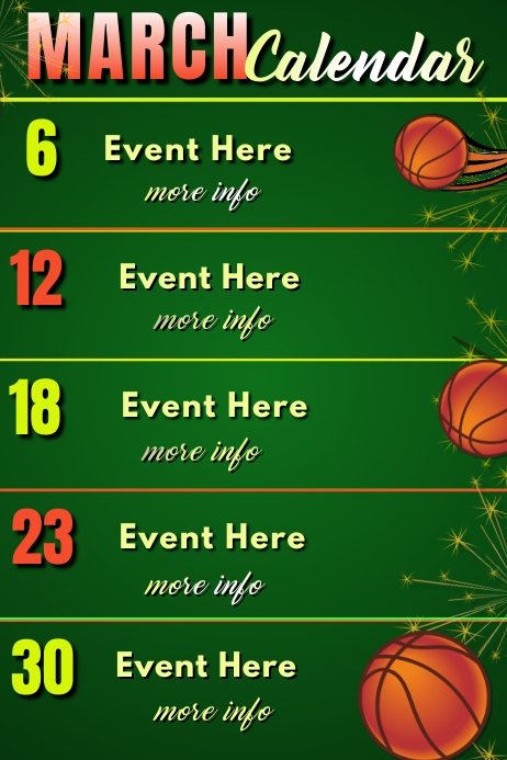 March Events Calendar Template | PosterMyWall
