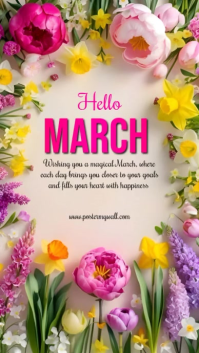 March Greetings | Spring flowers | Welcome March Instagram Story Video template
