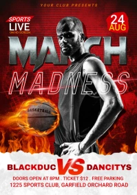 March madness, basketball flyer A3 template