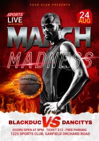 March madness, basketball flyer A4 template