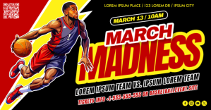 March Madness Basketball Banner Imagem partilhada do Facebook template