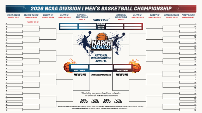 March Madness Bracket Schedule Template PosterMyWall