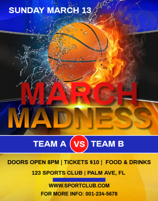 March Madness Flyer Template โปสเตอร์/กระดานบนผนัง