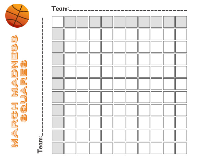 March Madness Game Squares Printable Flyer (Letter pang-US) template