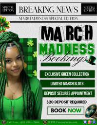 March Madness Green Glam Bookings Flyer (US Letter) template