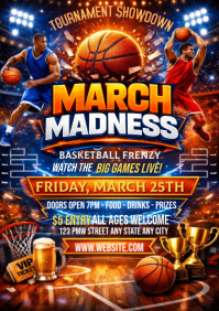 March madness tournament flyer A3 template