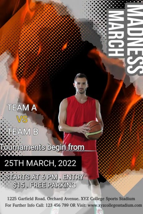 march madness video, basketball, sports Poster template