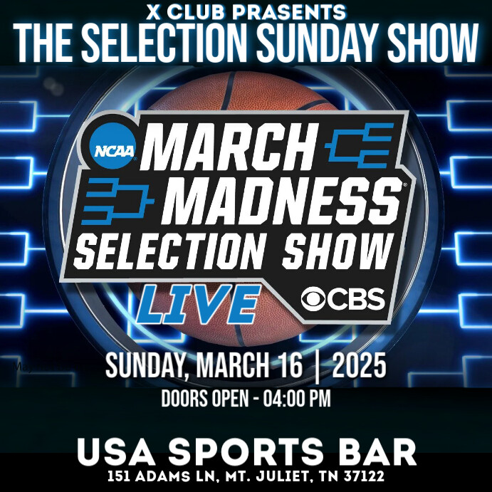 March Madness: Sunday Selection Show Watch Party Instagram Post Template Wpis na Instagrama