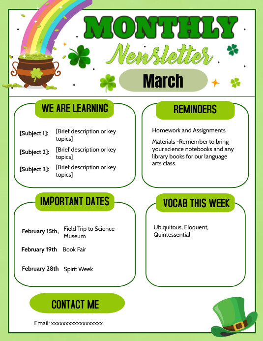 March Newsletter Template, PosterMyWall