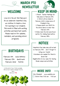 March Newsletter Template for Schools – Valentine Theme A5