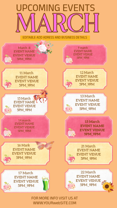 march upcoming Event Schedule Instagram Story Template | PosterMyWall