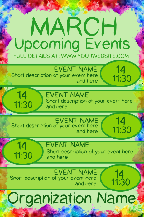 March Upcoming Events Template PosterMyWall