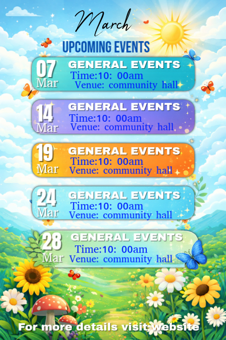 March upcoming events Template | PosterMyWall