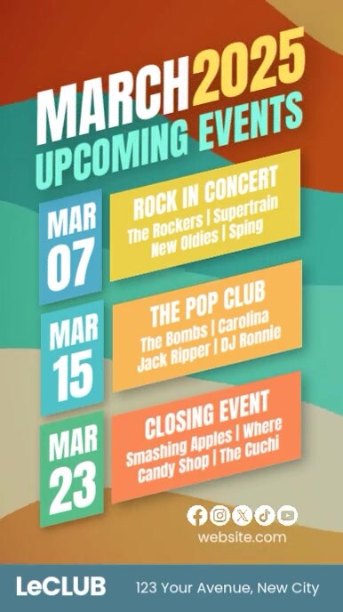 Copy of March Upcoming Events Schedule Calendar Instagram Story ...