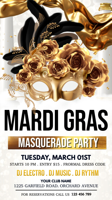 mardi gras, mardi gras party, fat tuesday Instagram Story template