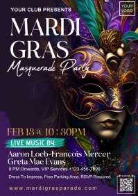 mardi gras,mardigras,carnival,event A5 template