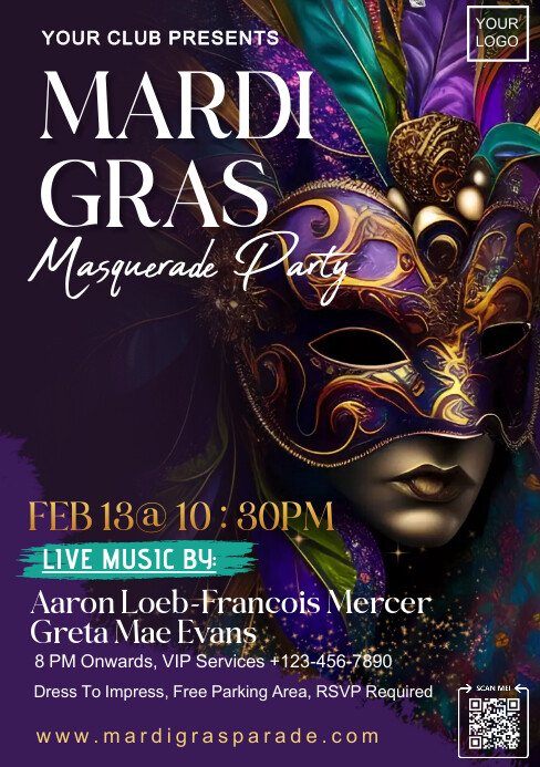 mardi gras,mardigras,carnival,event A5 template
