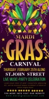 mardi gras , event, festival,carnival Roll Up Banner 3' × 6' template