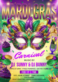 Mardi Gras Carnival A4 template