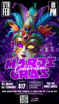 Mardi Gras Carnival Digital Display Video Affichage numérique (9:16) template