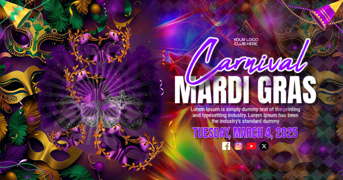 mardi gras carnival faecbook cover design Imagem partilhada do Facebook template
