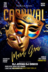 Mardi Gras carnival flyer Ishidi elingu 4' × 6' template