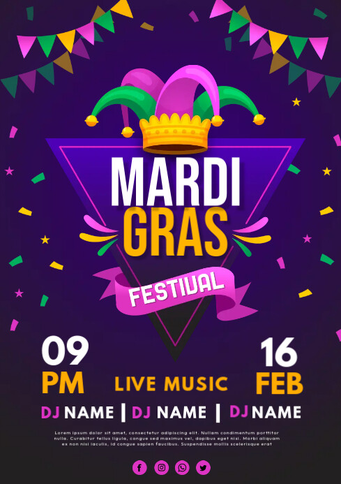 Mardi Gras Carnival Party Tempates A4 template