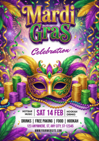 Mardi Gras Celebration A4 template