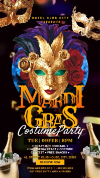 Black Mardi Gras Costume Party Display digitale Template