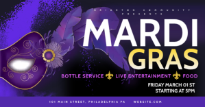 Roxo Mardi Gras Celebration Facebook Shared Image Template