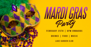 Żółty Mardi Gras Party Facebook begivenhed cover Template