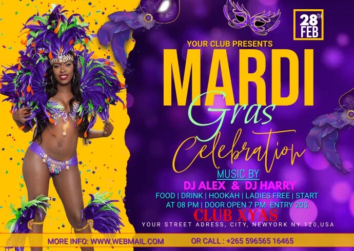 mardi gras A6 template