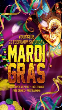 Purple Mardi Gras Party Display digitale Template