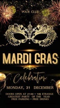 Черный Mardi Gras celebration Display digitale Template