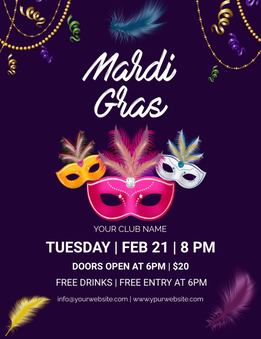 Mardi gras event Template PosterMyWall