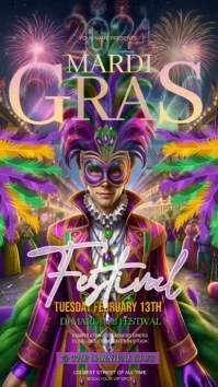 mardi gras festival masquerade party Instagram Story template