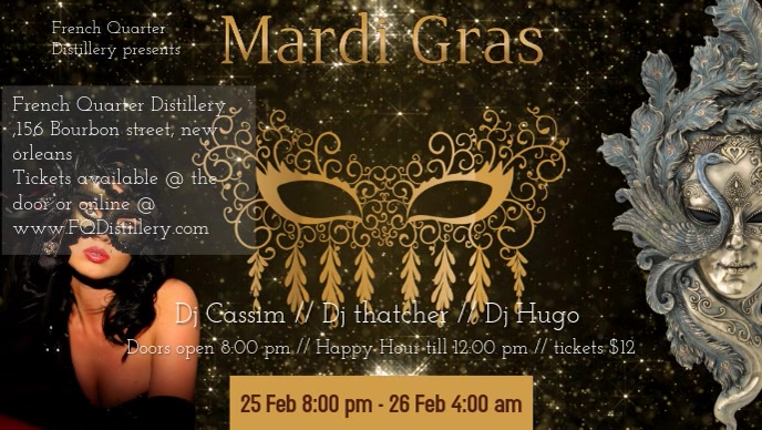 Mardi Gras flyer Facebook 封面视频 (16:9) template