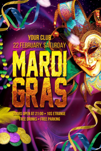 Mardi Gras Flyer Cartel de 4 × 6 pulg. template