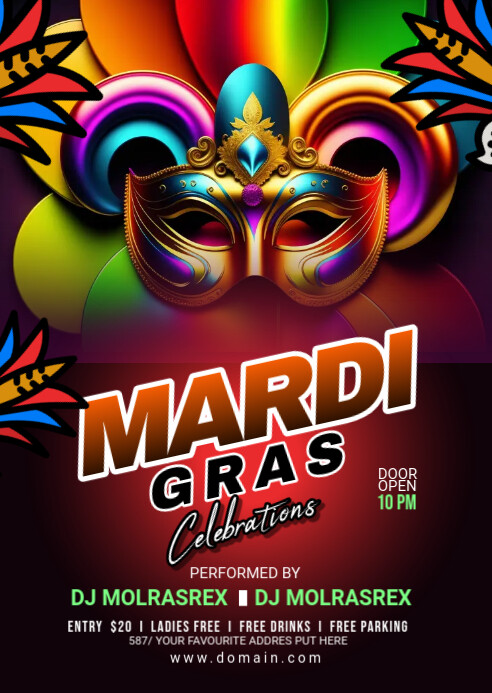 Mardi Gras Flyer A6 template