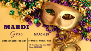 Mardi Gras flyers Digitalt display (16:9) template