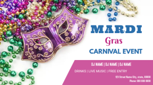 Mardi Gras flyers Digitalt display (16:9) template